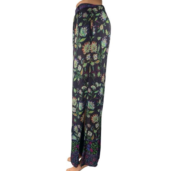 Ruby Yaya Black Multicolor Floral High Waisted Wide Leg Trousers Pants Size S - Picture 2 of 4